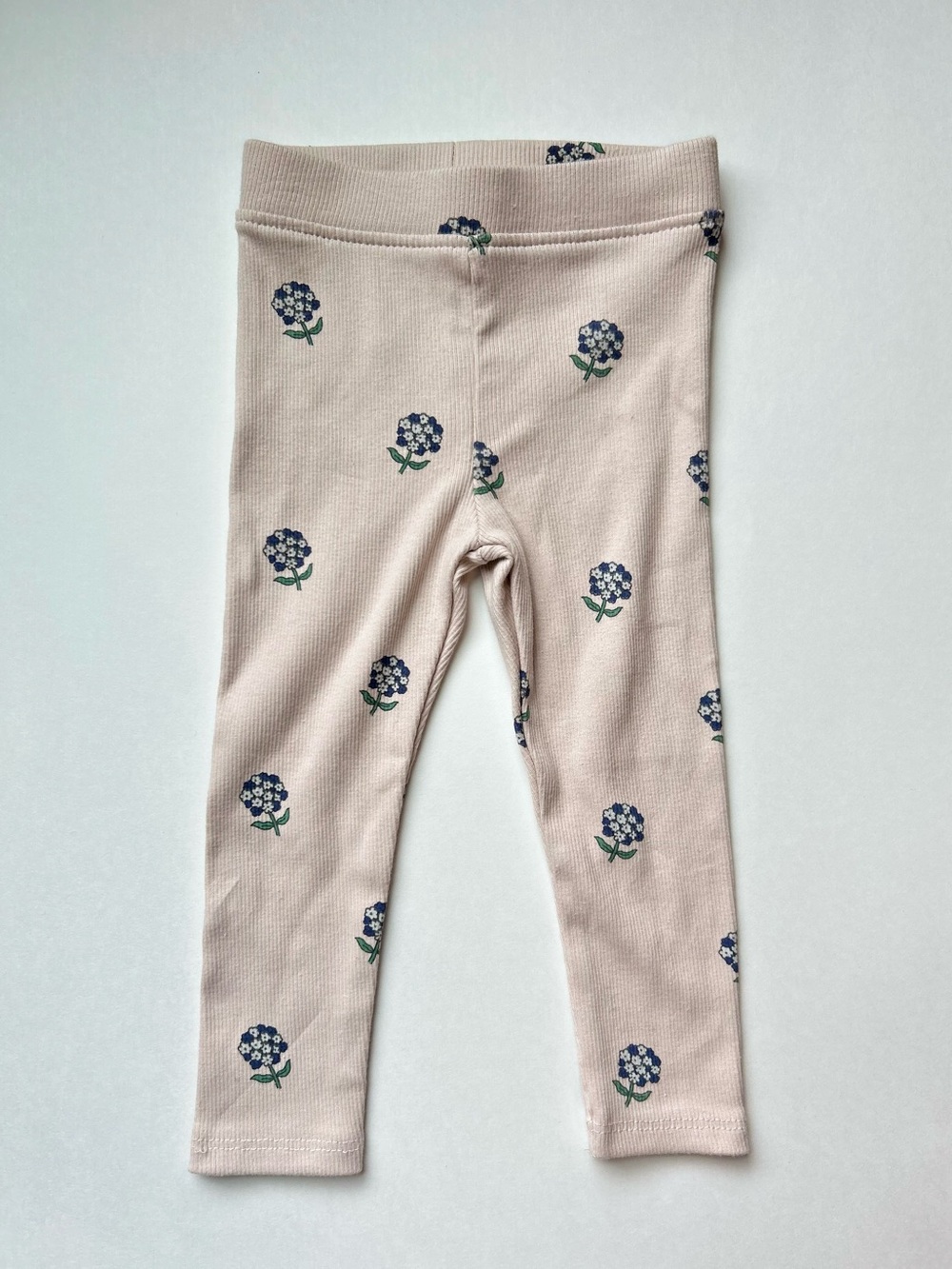 Zara Cream Leggings with Blue Floral Print